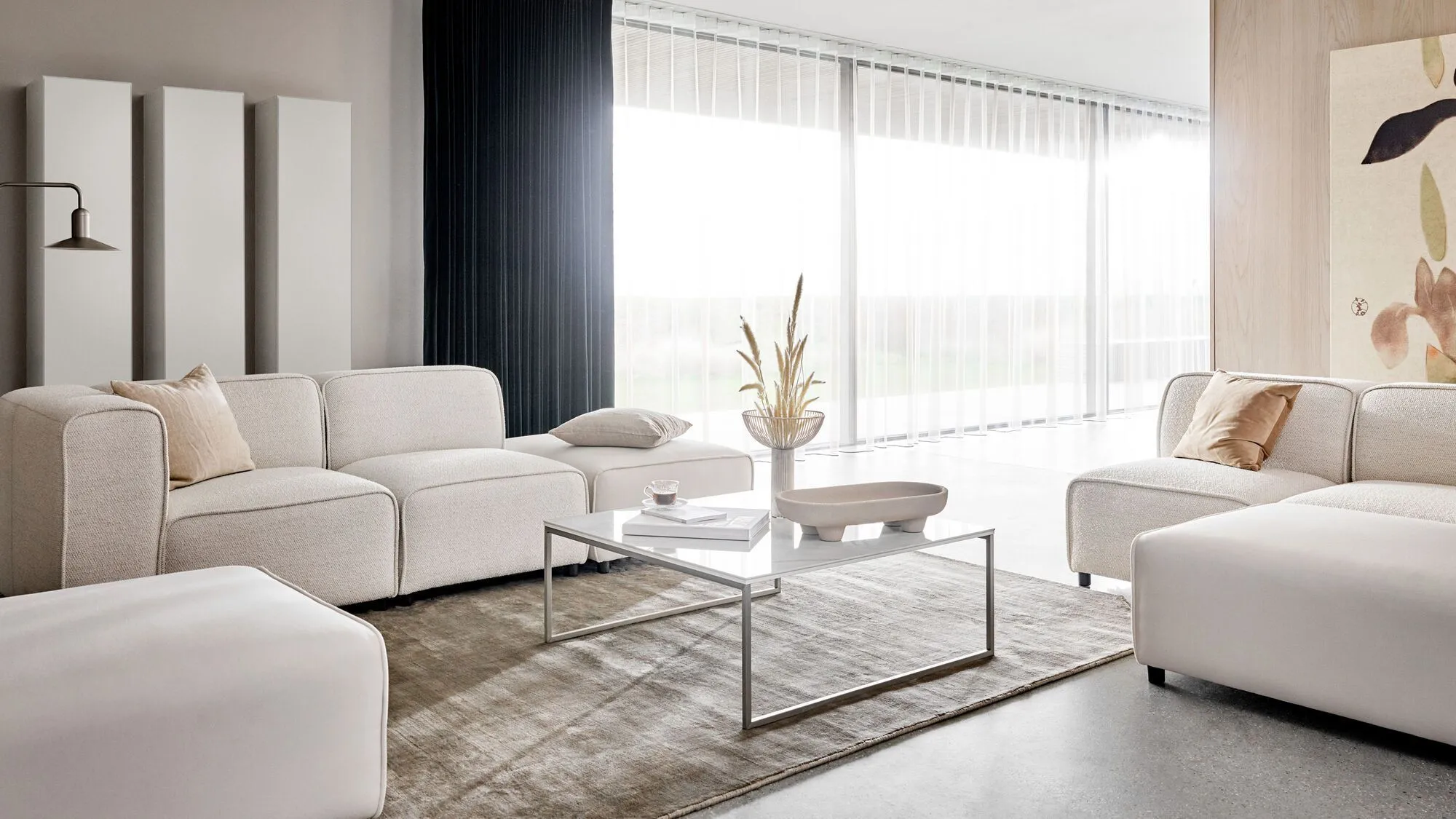 Диван Carmo с модулем для отдыха -  Nani 2111 Ткань темно-серого цвета -  Под заказ в интерьере