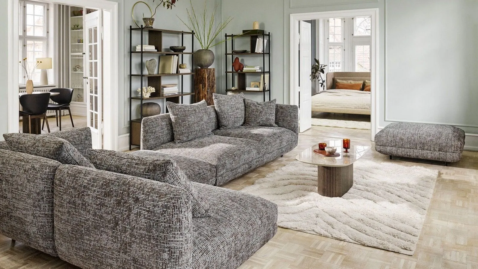 Угловой диван Salamanca - Bresso 3152 Серая ткань  -  Под заказ в интерьере