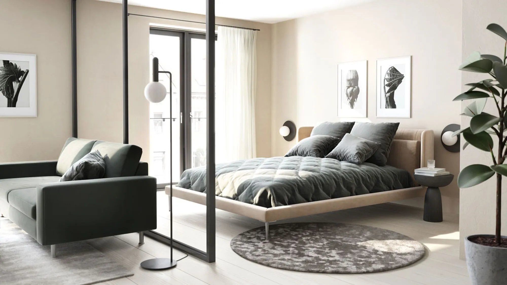 Кровать Austin, без матраса - Lazio 3090 Ткань белого цвета  -  Под заказ в интерьере