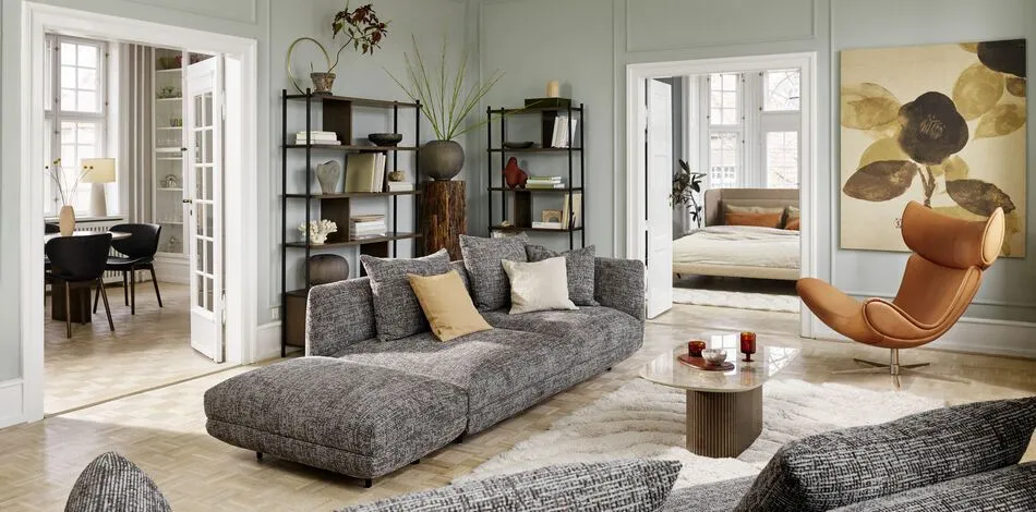 Угловой диван Salamanca - Bresso 3152 Серая ткань  -  Под заказ в интерьере