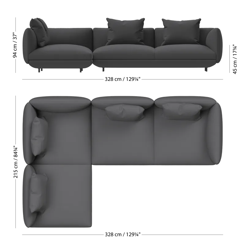 Угловой диван Salamanca - Bresso 3152 Серая ткань  -  Под заказ