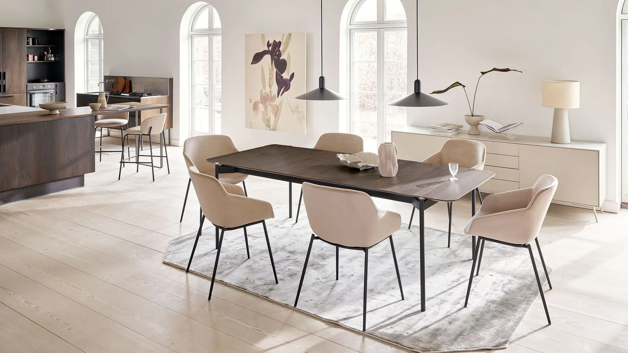 Обеденный стул Princeton - Lazio 3090 Ткань белого цвета  -  Под заказ в интерьере