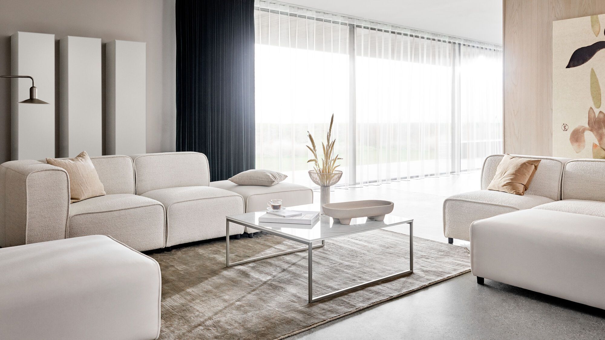 Диван с козеткой Carmo - Lazio 3094 Темно-зеленая ткань  -  Под заказ в интерьере