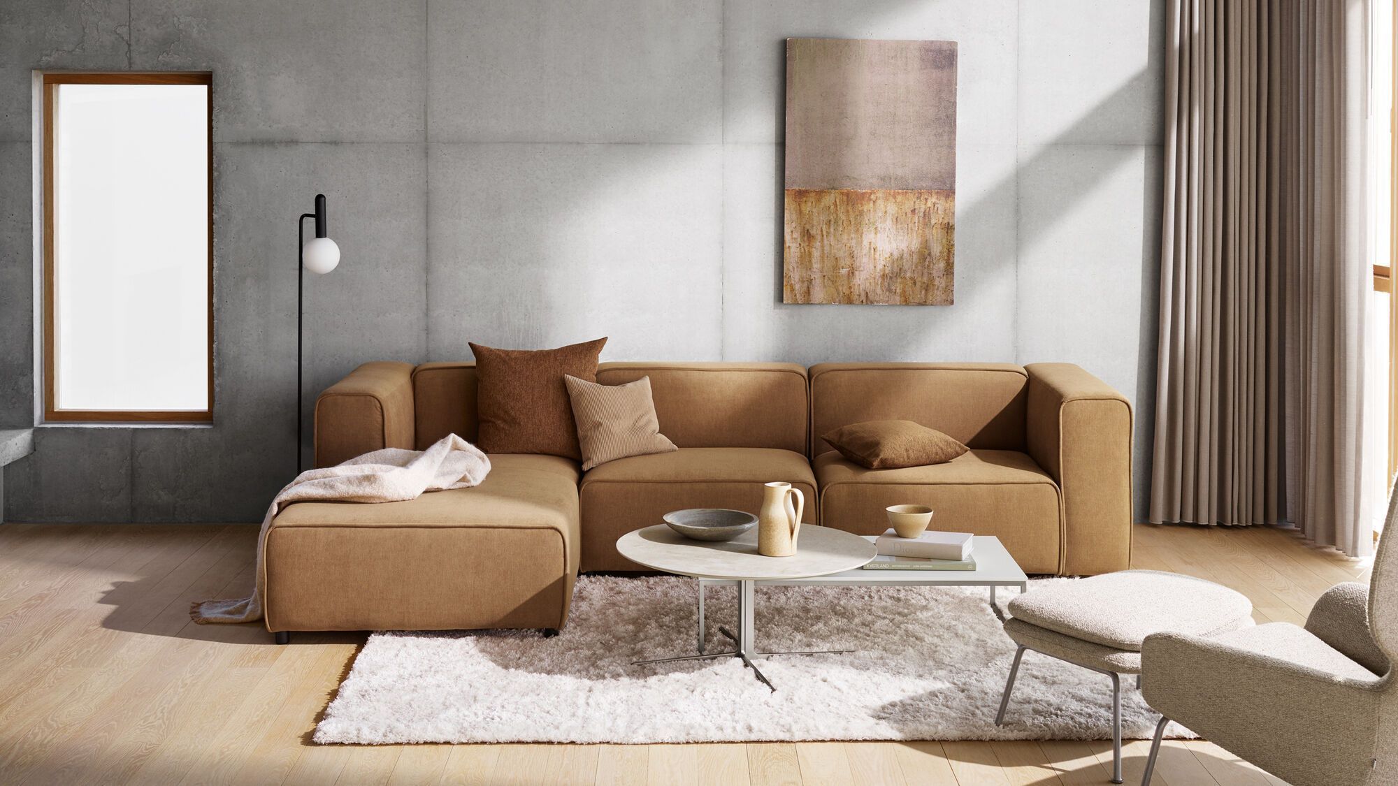 Диван с козеткой Carmo - Lazio 3094 Темно-зеленая ткань  -  Под заказ в интерьере