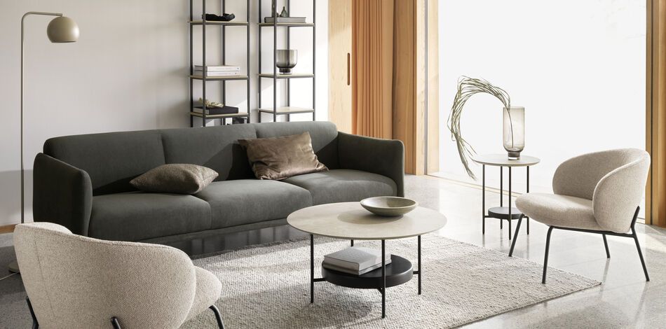 2-х местный диван Berne - Lazio 3091 Ткань бежевого цвета  -  Под заказ в интерьере