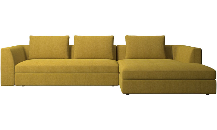 Диван Bergamo с модулем для отдыха - Tomelilla fabric 3143 Mustard  -  Под заказ