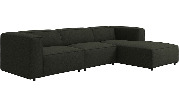 Диван с козеткой Carmo - Lazio 3094 Темно-зеленая ткань  -  Под заказ