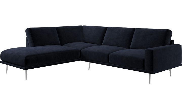 Диван Carlton с модулем для отдыха - Velvet 3031 Синяя ткань  -  Под заказ