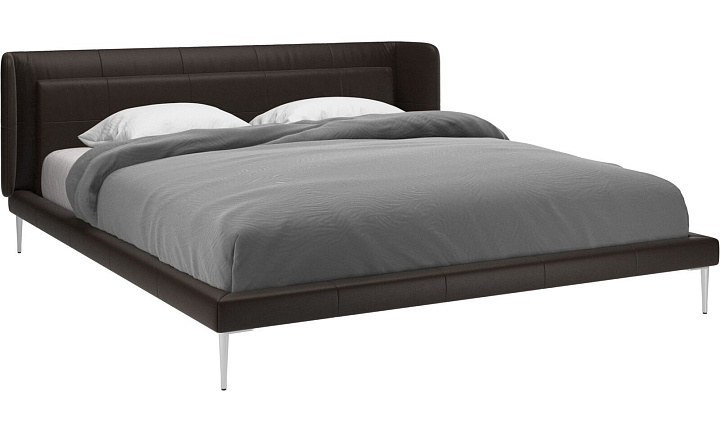 Кровать Austin, без матраса - Salto 0962 Кожа темно-коричневого цвета  -  Под заказ