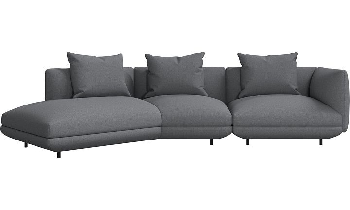 3-местный диван c козеткой Salamanca - Bresso 3152 Серая ткань  -  Под заказ