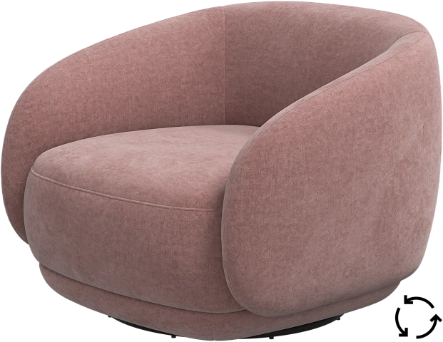 Кресло Bolzano с поворотным основанием -  Ravello 3224 Ткань  пыльно-розового цвета  -  Под заказ