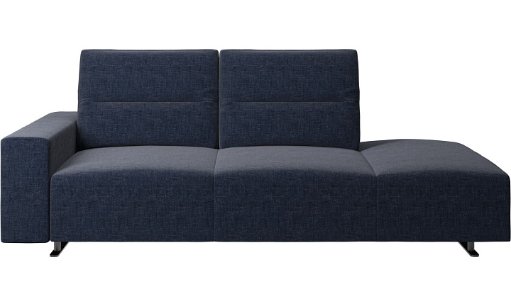 Диван Hampton с регулируемой спинкой и системой хранения с левой стороны - Napoli 2257 Ткань  тёмно-синего цвета  -  Под заказ