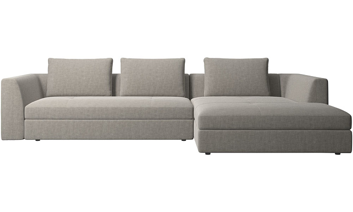 Диван Bergamo с модулем для отдыха - Napoli 2250 Ткань серебристо-серая  -  Под заказ