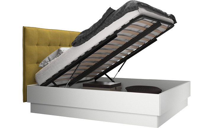 Кровать Lugano с местом для хранения - Tomelilla fabric 3143 Mustard  -  Под заказ
