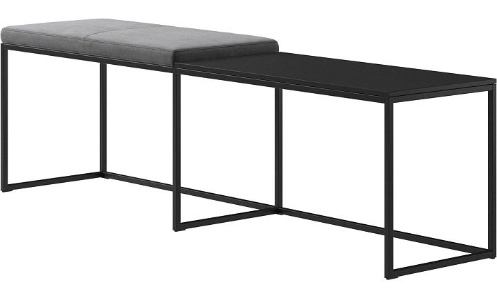 Скамейка London с полкой - Velvet 3030 Серая ткань  -  Под заказ