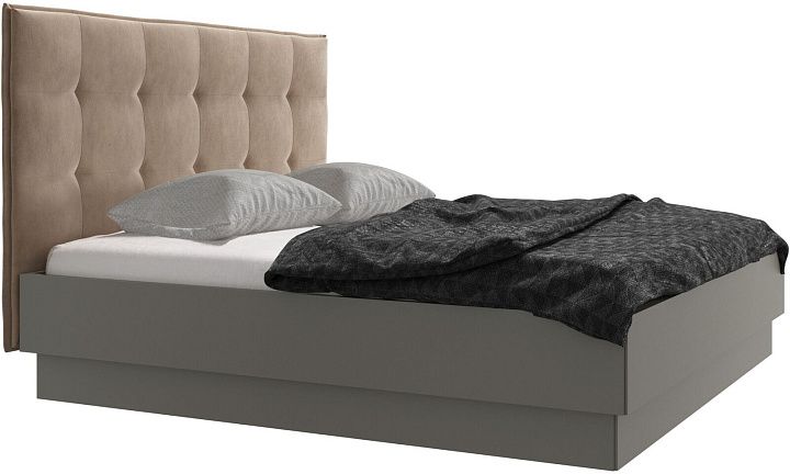 Кровать Lugano с местом для хранения -  Velvet 3033 Tкань песочного цвета -  Под заказ