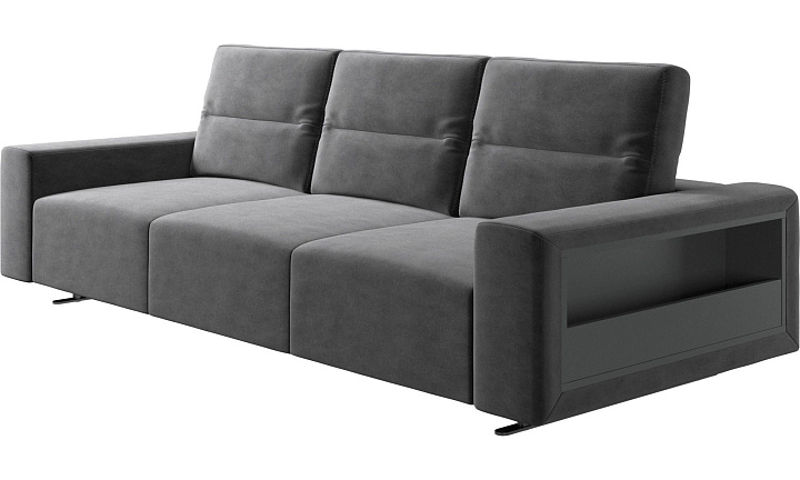 Диван Hampton с регулируемой спинкой и системой хранения с правой стороны - Velvet 3030 Серая ткань  -  Под заказ