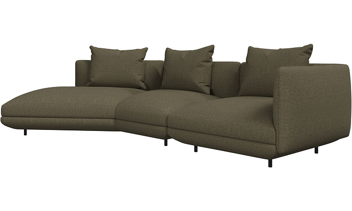 3-местный диван c козеткой Salamanca - Bresso 3153 Зеленый ткань -  Под заказ