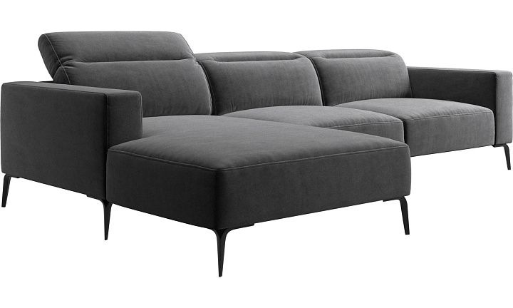Диван Zürich с модулем для отдыха - Velvet 3030 Серая ткань  -  Под заказ