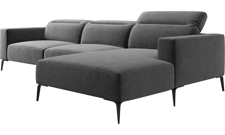 Диван Zürich с модулем для отдыха - Velvet 3030 Серая ткань  -  Под заказ