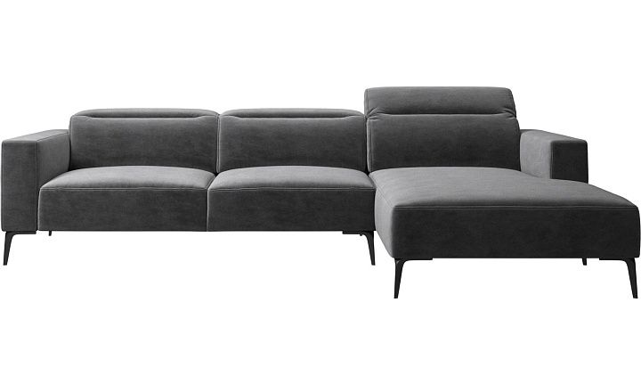 Диван Zürich с модулем для отдыха - Velvet 3030 Серая ткань  -  Под заказ