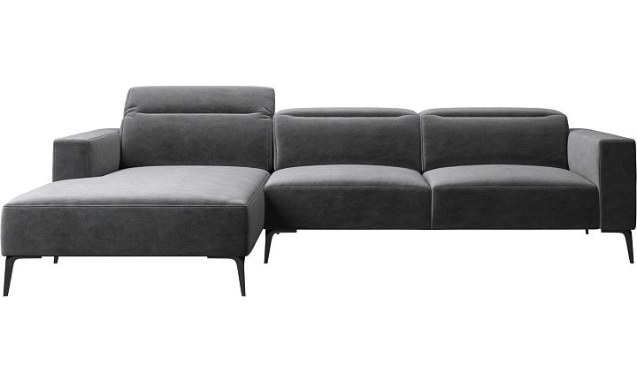 Диван Zürich с модулем для отдыха - Velvet 3030 Серая ткань  -  Под заказ