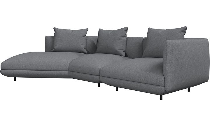 3-местный диван c козеткой Salamanca - Bresso 3152 Серая ткань  -  Под заказ