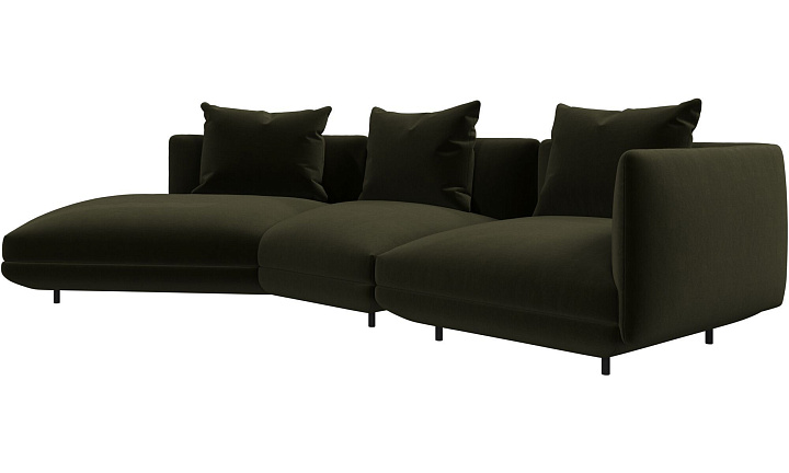 3-местный диван c козеткой Salamanca - Velvet 3134 Ткань светло-зеленая  -  Под заказ