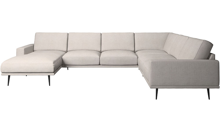 Угловой диван Carlton с модулем для отдыха - Bresso 3151 Песочная ткань  -  Под заказ