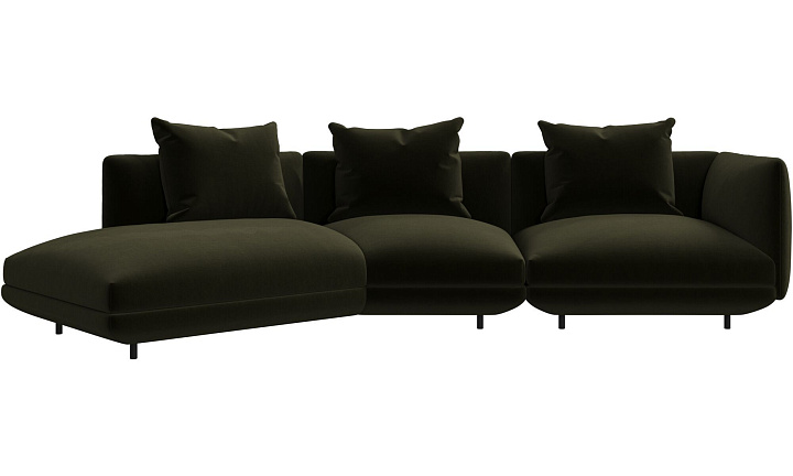 3-местный диван c козеткой Salamanca - Velvet 3134 Ткань светло-зеленая  -  Под заказ